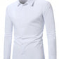 Manfinity Mode Men Solid Button Up Long Sleeve Collar Shirt, For Old Money Men, Work, Husband, Daddy