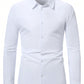 Manfinity Mode Men Solid Button Up Long Sleeve Collar Shirt, For Old Money Men, Work, Husband, Daddy