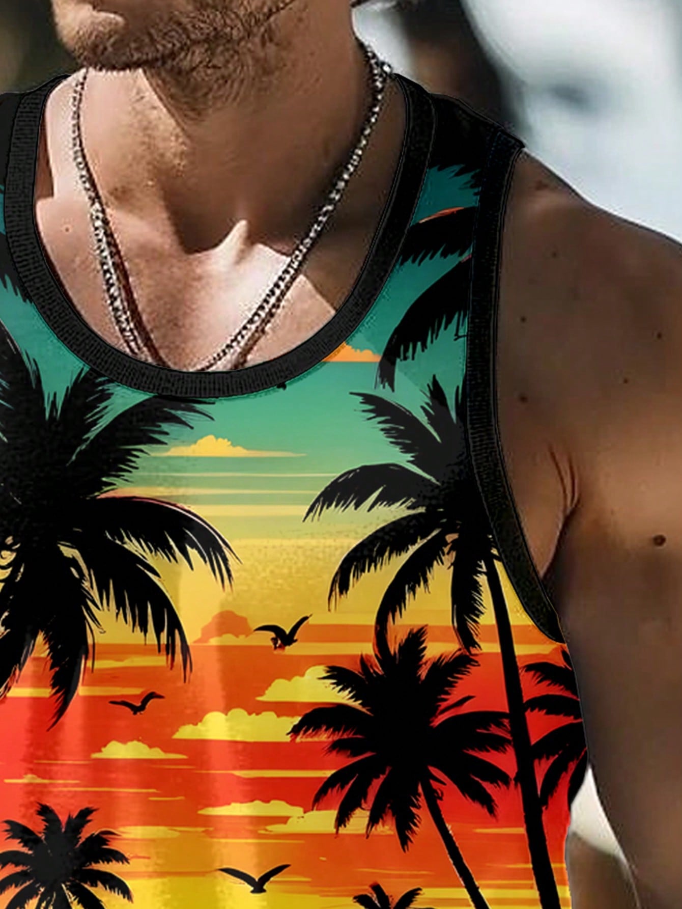 Manfinity RSRT Men Tropical Print Tank Top For Summer