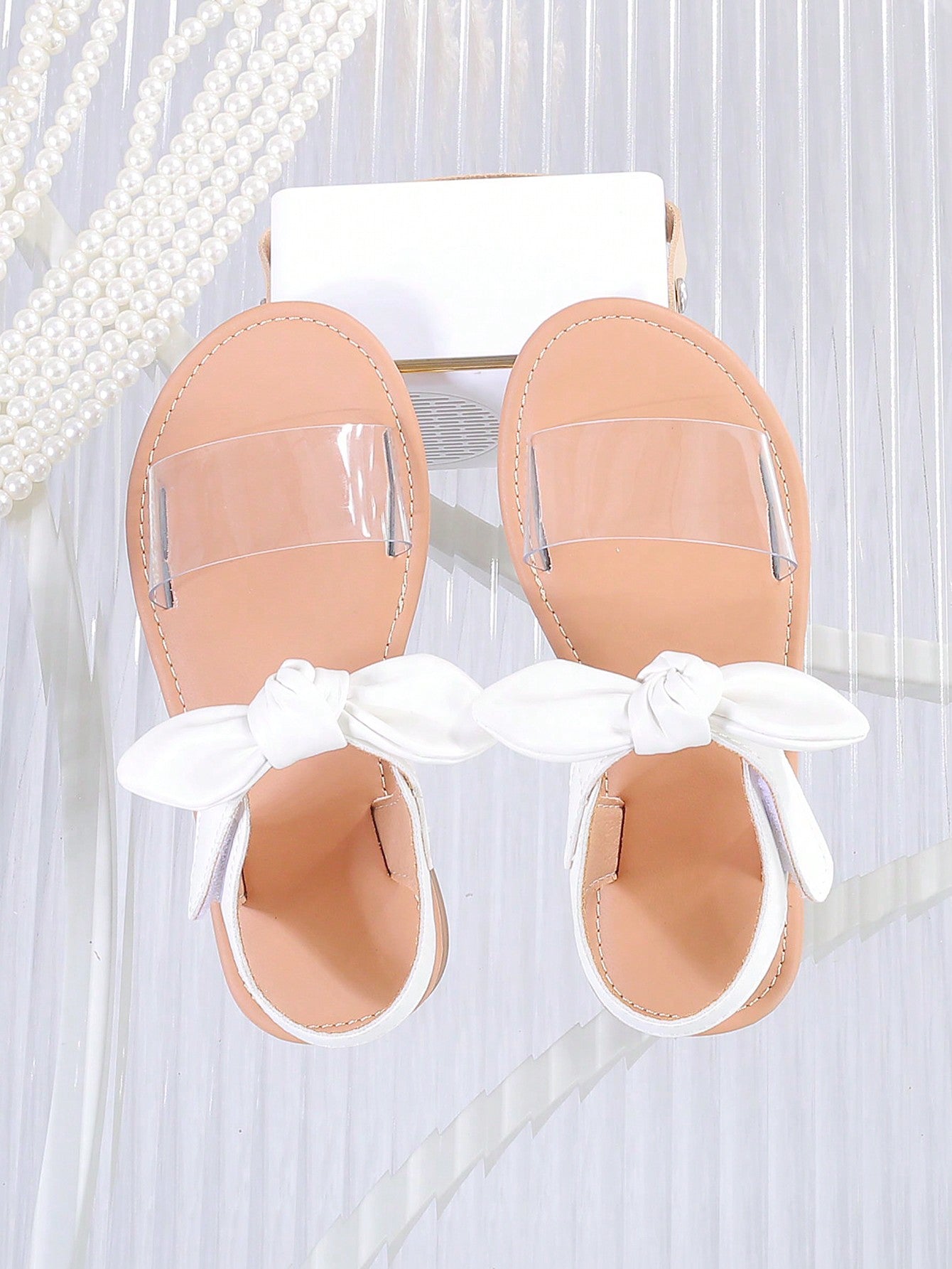 1 Pair Girls' Breathable Open-Toe Flat Sandals With Hook And Loop Straps, Suitable For Summer