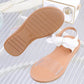 1 Pair Girls' Breathable Open-Toe Flat Sandals With Hook And Loop Straps, Suitable For Summer