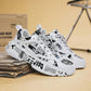 Men Letter Graphic Lace-Up Front Chunky Sneakers, Sport Outdoor Sneakers