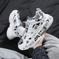 Men Letter Graphic Lace-Up Front Chunky Sneakers, Sport Outdoor Sneakers