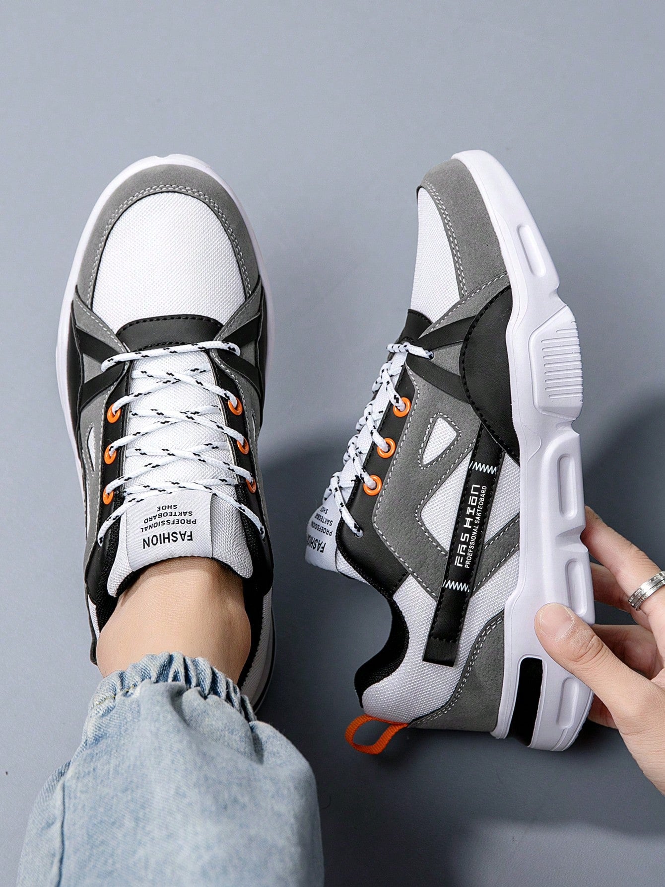 Men High-Top Chunky Sneakers With Letter Patch, Campus Walking Skateboard Sports Casual Shoes