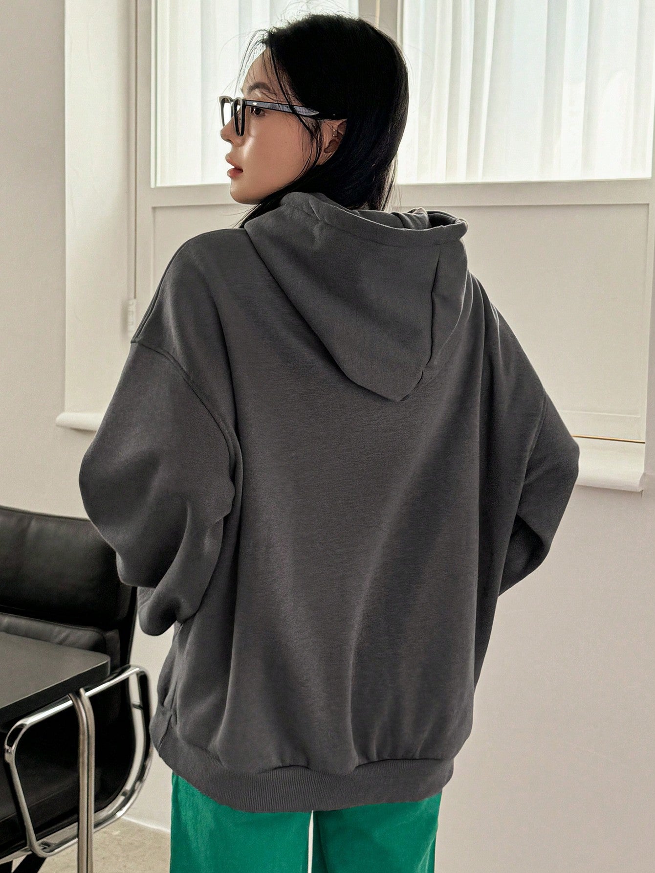 Dazy-Less Kangaroo Pocket Drop Shoulder Drawstring Hoodie