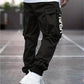 Men's Letter Print Cargo Pants With Multiple Pockets