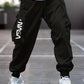 Men's Letter Print Cargo Pants With Multiple Pockets