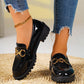 Thick Sole Platform Loafers Wedge Oxford Shoes Women Pointed Toe Lace Up Low Heel Casual Metal Buckle Pumps