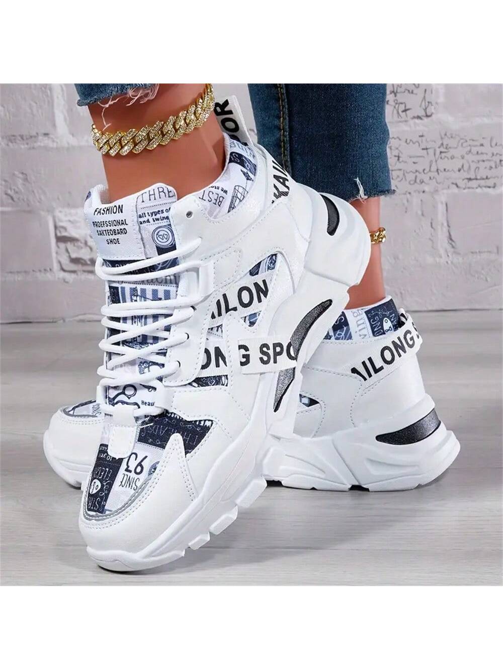 Women's Thick Sole Fashionable Casual Sports Running Shoes, Comfortable And Lightweight Outdoor Casual Sneakers