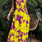 Slayr Tropical Print V-Neck Waist Section Cable Knit Fit And Flare Dress Maxi Women Outfit