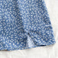 WYWH Women's Blue Vacation Mini Dress With White Polka Dots And Bubble Sleeves With A-Line Skirt And Side Slit