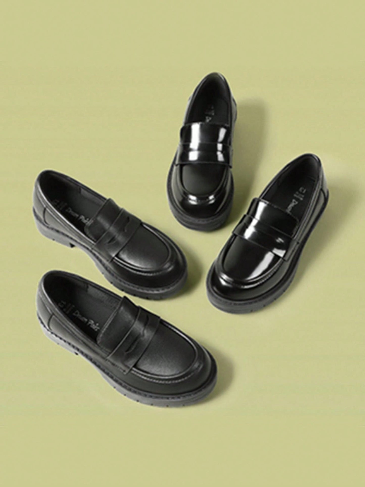 Girls Loafers Chunky Platform Penny Loafers School Uniform Slip On Dress Shoes Round Toe Comfortable