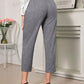 Clasi Women's Elegant Tapered Pants - Flower Gray Color, Long Length, Adjustable Waist Belt, Suitable For Daily Commute