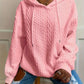 Plus Size Women Loose Casual Solid Color Jacquard Knit Long Sleeve Hoodie Sweatshirt