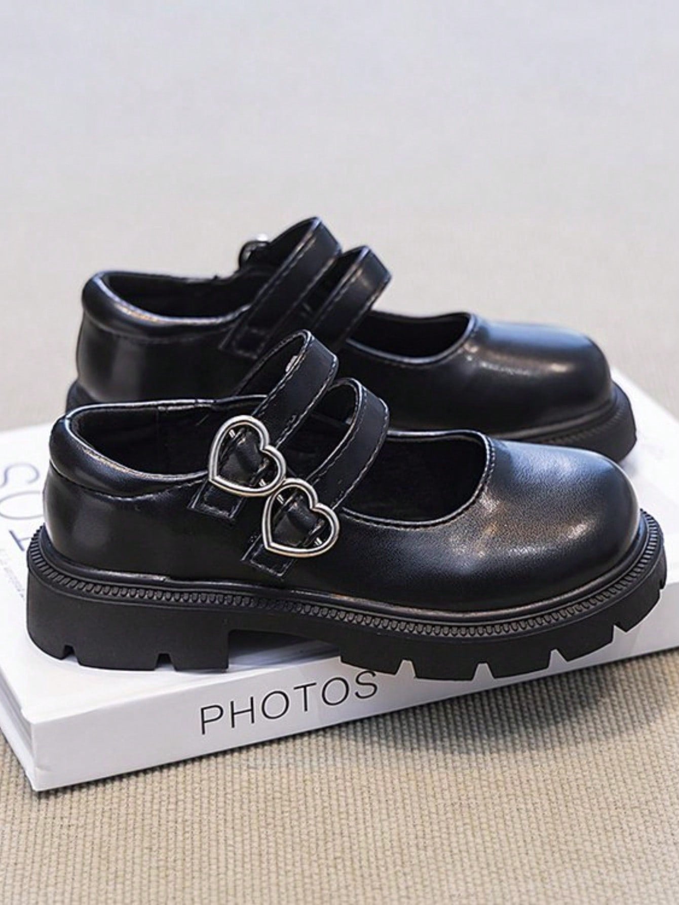 Girls' Black Leather Shoes All Seasons Thick Sole British Style Princess Shoes For Performance, School, And Events, Big Kids