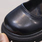 Girls' Black Leather Shoes All Seasons Thick Sole British Style Princess Shoes For Performance, School, And Events, Big Kids