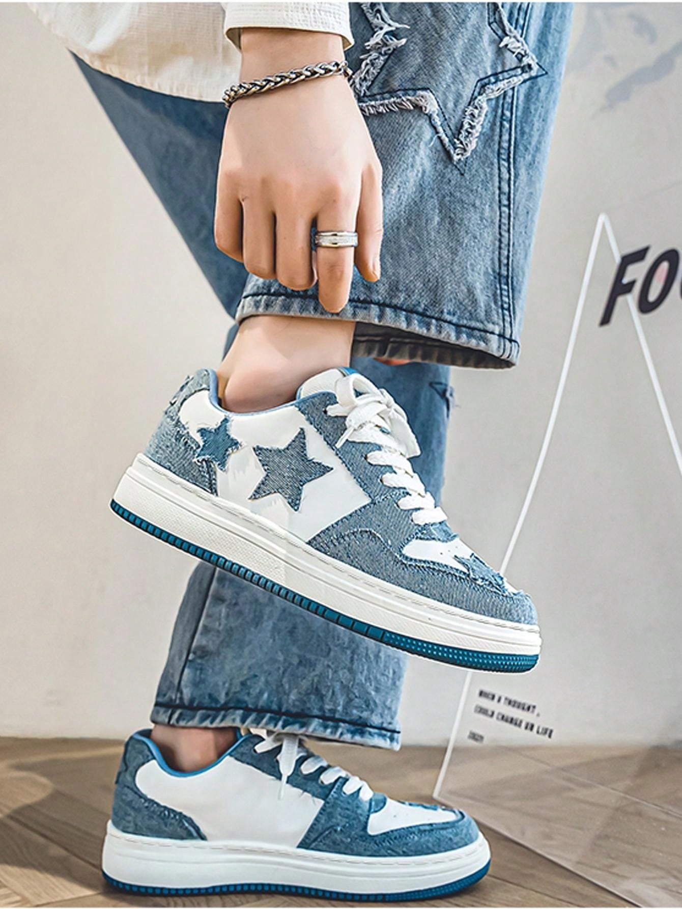 New Arrivals Thick-Soled Breathable Canvas Sneakers, Stars Pattern Casual Shoes