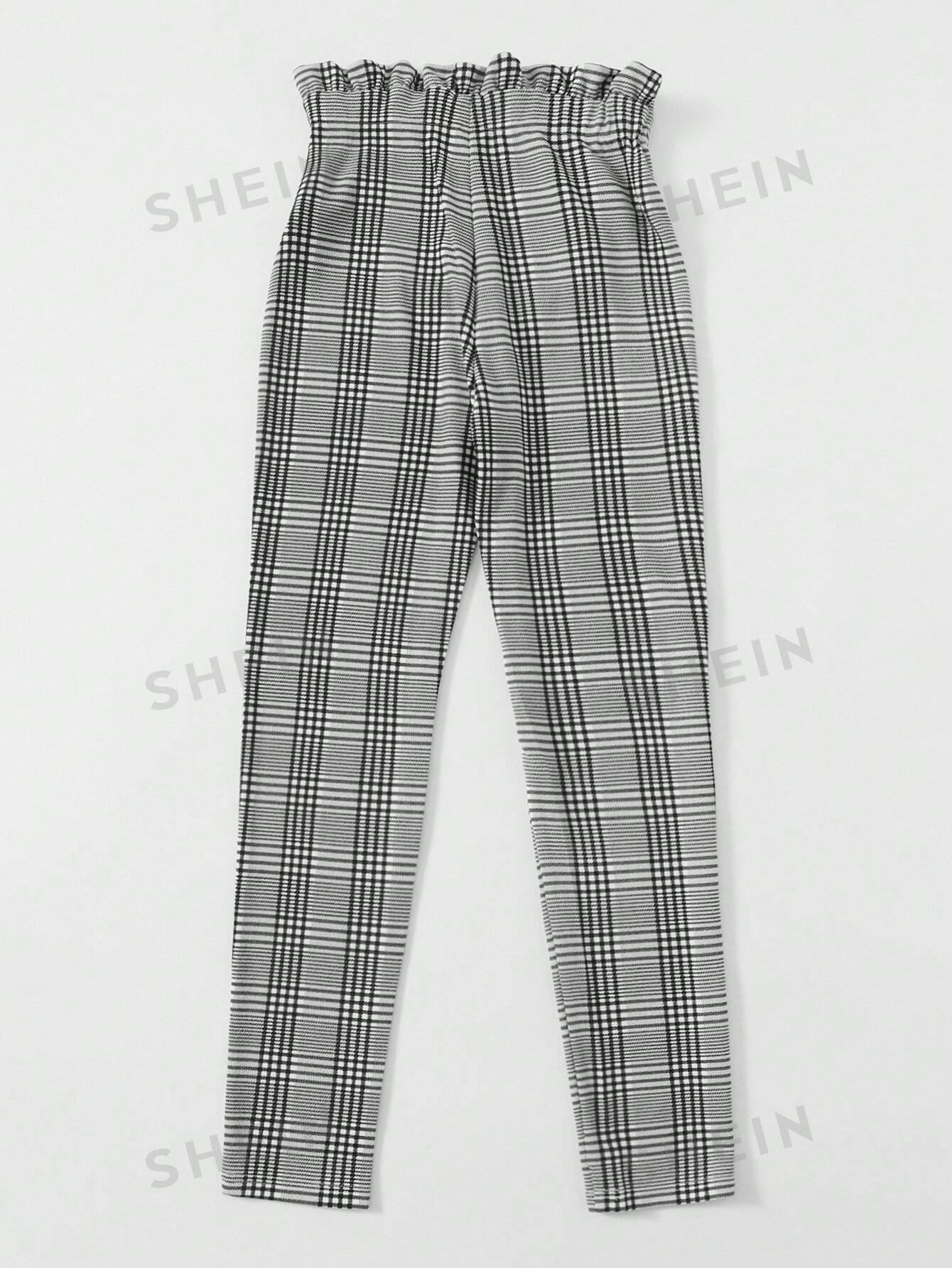 Clasi Paperbag Waist Belted Plaid Pants