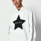 SUMWON Oversized Fit Zip Jacket With Front Star Graphic Print And Stripe On Sleeve