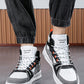 Men's Fashion Thick Sole High-Top Skate Shoes, Letter Patchwork Lace-Up Casual Sneakers For Everyday