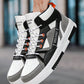 Men's Fashion Thick Sole High-Top Skate Shoes, Letter Patchwork Lace-Up Casual Sneakers For Everyday