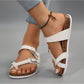 Women's Flat Cork Sandals, Summer Sandals Toe Loop Cross Strap, Retro Style