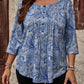 EMERY ROSE Plus Size Paisley Print Loose Fit Round Neck 3/4 Sleeve T-Shirt For Casual Daily Wear, Autumn, For Christmas