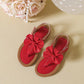 New Summer Style Flat Sandals With Bowknot And Toe Clip For Little Girls, Daily