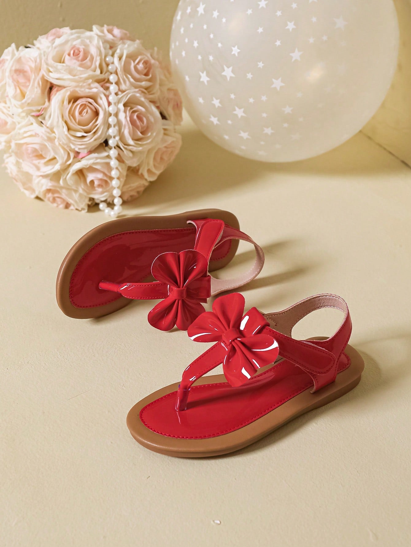 New Summer Style Flat Sandals With Bowknot And Toe Clip For Little Girls, Daily