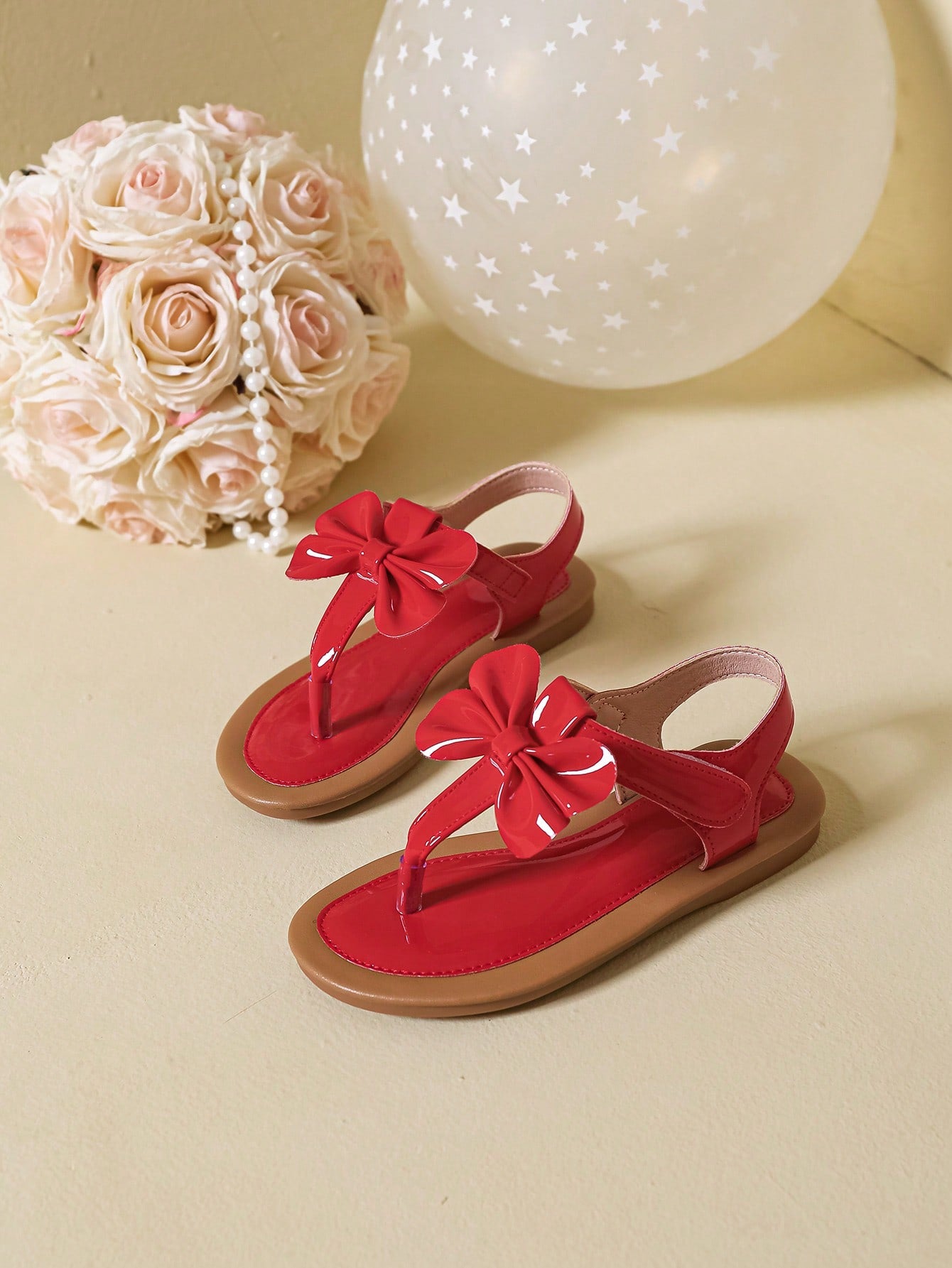 New Summer Style Flat Sandals With Bowknot And Toe Clip For Little Girls, Daily