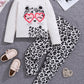 2pcs/Set Young Girl Cartoon Animal Print Long Sleeve T-Shirt And Pants Comfy Outfit