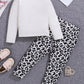 2pcs/Set Young Girl Cartoon Animal Print Long Sleeve T-Shirt And Pants Comfy Outfit