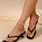 2024 New Summer Pointed Toe Thong Sandals Women, Kitten Heel Slip-On Comfy Casual Flip Flops