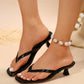 2024 New Summer Pointed Toe Thong Sandals Women, Kitten Heel Slip-On Comfy Casual Flip Flops