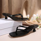 2024 New Summer Pointed Toe Thong Sandals Women, Kitten Heel Slip-On Comfy Casual Flip Flops