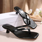 2024 New Summer Pointed Toe Thong Sandals Women, Kitten Heel Slip-On Comfy Casual Flip Flops