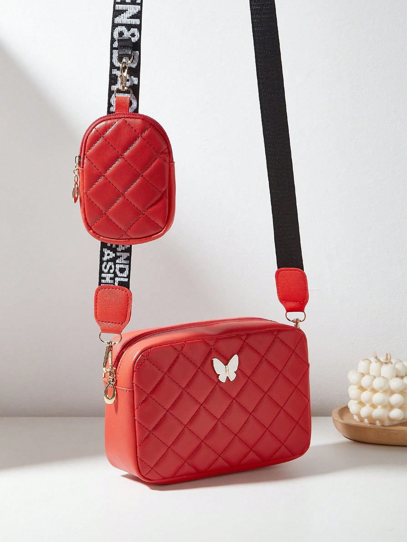 Women's Mother-Daughter Butterfly Embroidered Quilted Shoulder Crossbody Bag, Trendy Butterfly Bag