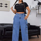 EZwear Plus Size Casual Washed Loose Wide Leg Cargo Jeans