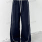 Women's Color Block Drawstring Waist Wide-Leg Loose Casual Pants