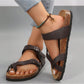 Women's Flat Cork Sandals, Summer Sandals Toe Loop Cross Strap, Retro Style