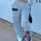 Women's Letter Print Draw String Waist Loose Casual Sweatpants