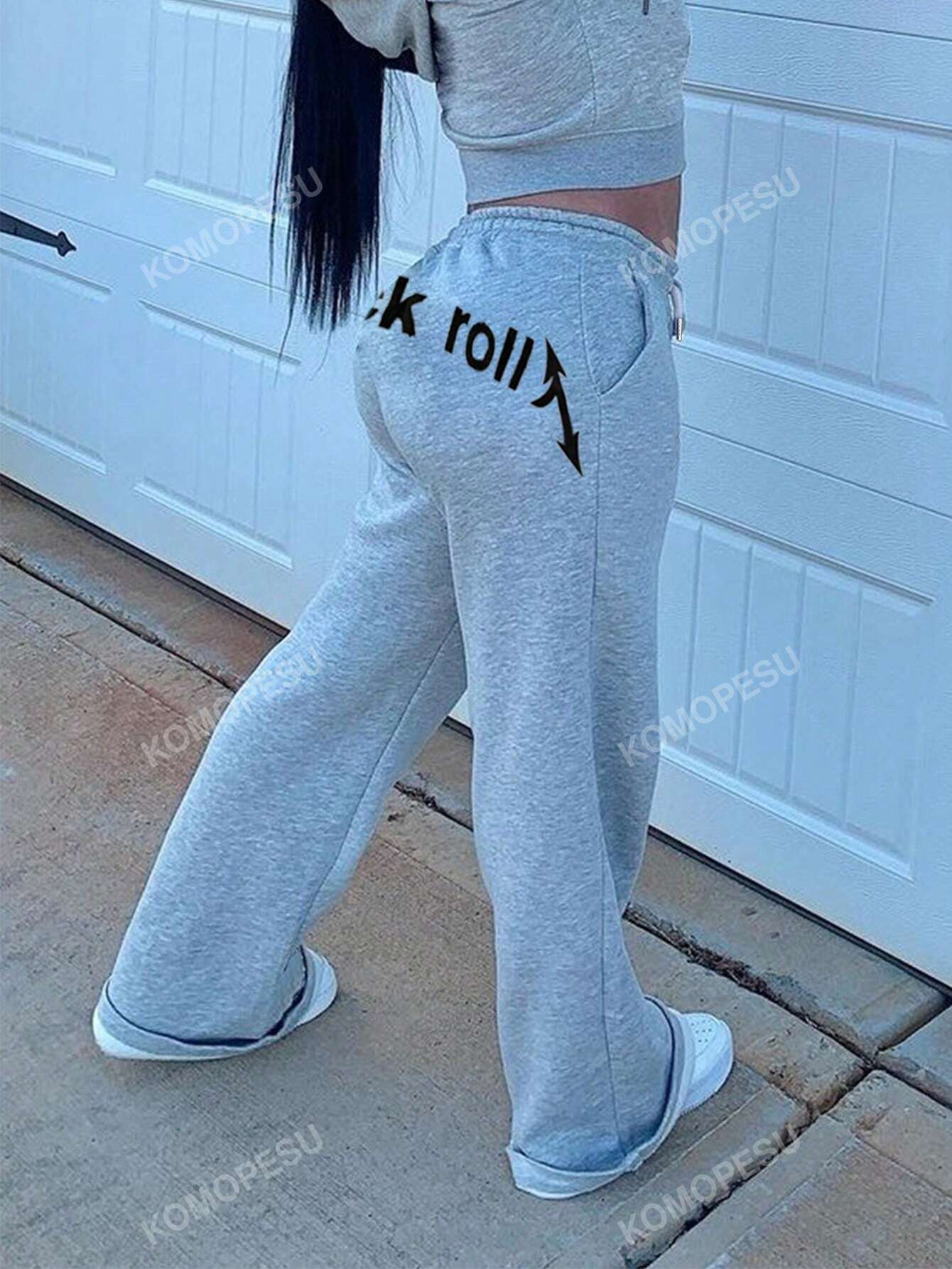 Women's Letter Print Draw String Waist Loose Casual Sweatpants