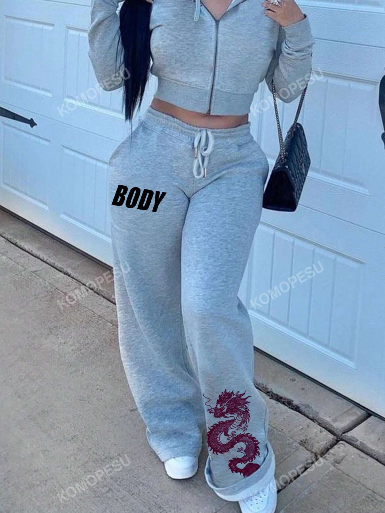 Women's Letter Print Draw String Waist Loose Casual Sweatpants