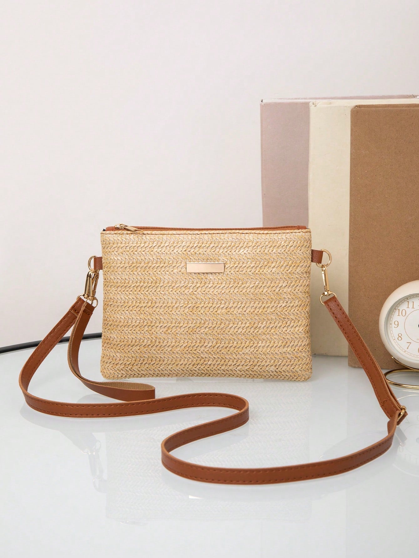 New Spring/Summer Straw Woven Trendy Women's Bag, Wholesale All-Match Crossbody Shoulder Bag, Sweet Small Square Bag