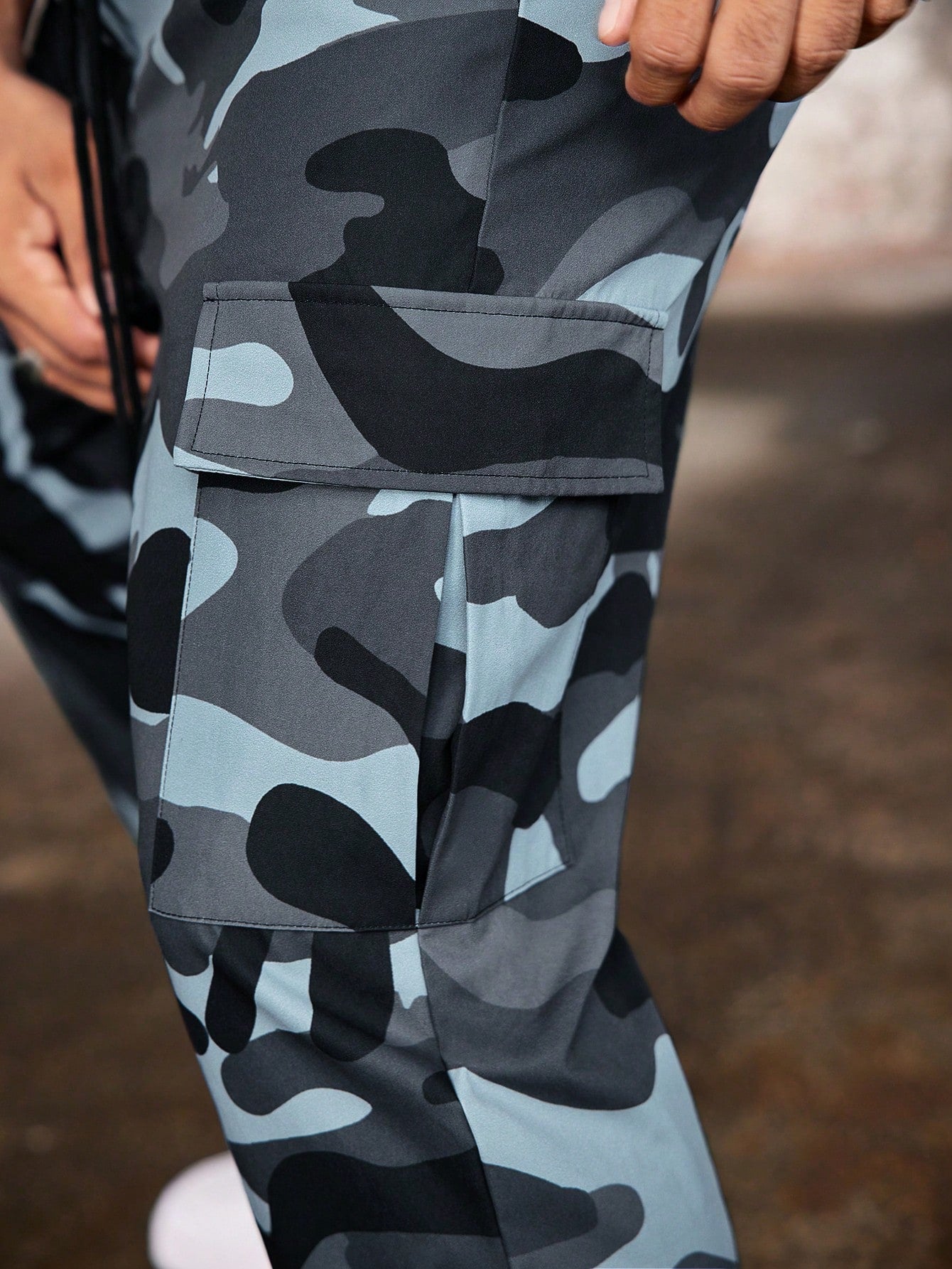 Manfinity Roughcore Plus Size Men's Camo Print Pocket Pants