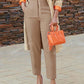 Apperloth A Solid  High Waist Seam Detail Slant Pocket Casual Straight Leg Dress Pants Dressy Cropped Ankle Trousers