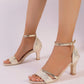 2024 New Fashion, Comfortable, High-End Quality Open Toe Thick/Low Heel Dress Party Sandals, Ankle Strap, Suitable For Work, Commute, Daily Wear