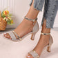 2024 New Fashion, Comfortable, High-End Quality Open Toe Thick/Low Heel Dress Party Sandals, Ankle Strap, Suitable For Work, Commute, Daily Wear