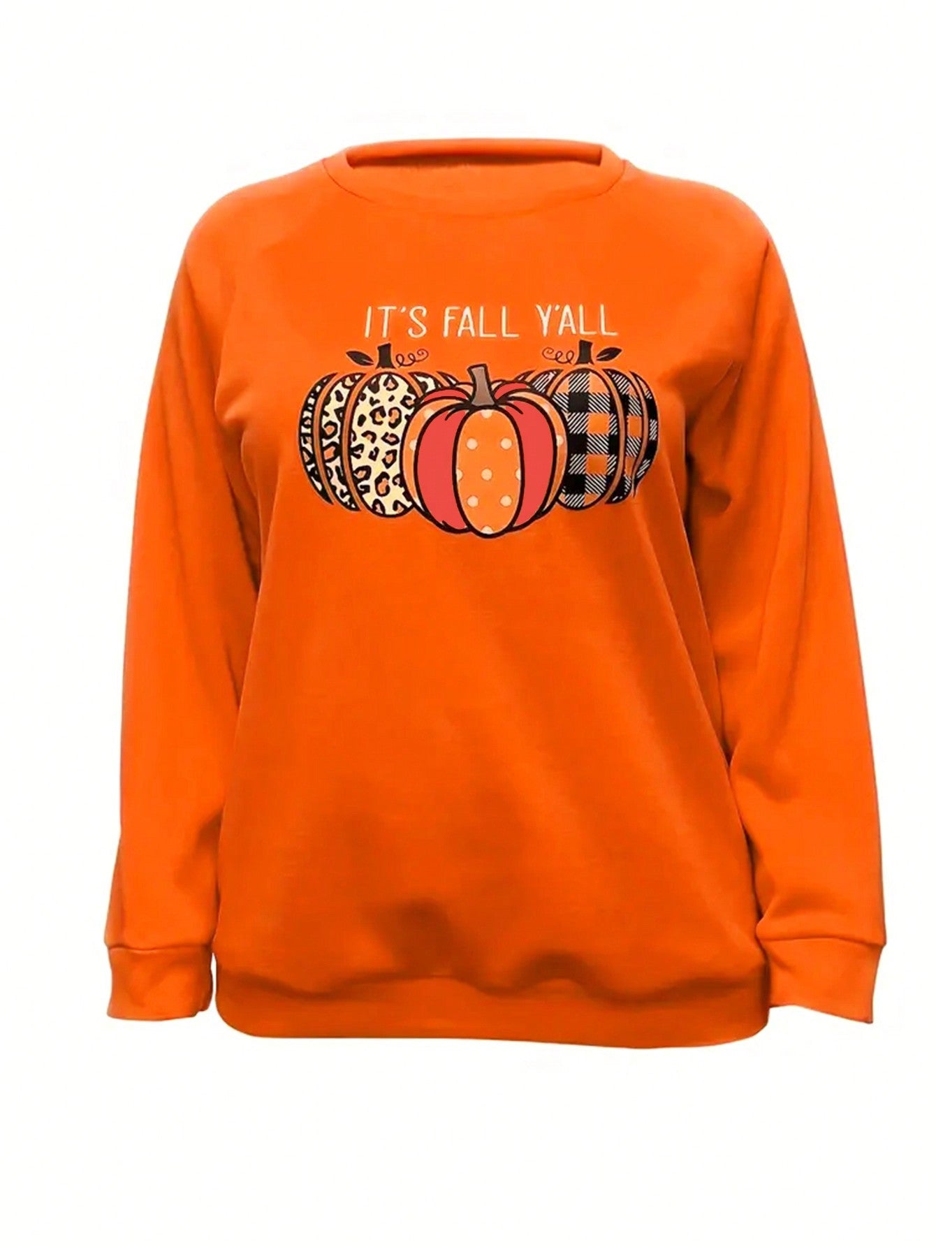 LUNE Pumpkin Print Loose Fit Crew Neck Long Sleeve Sweatshirt, Autumn/Winter