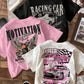 EZwear 3pcs/Set Plus Size Casual "Motivation" Racing Graphic Fitted T-Shirts In Black, White, Pink, Suitable For Summer